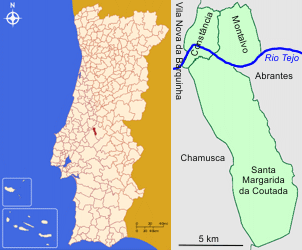 Mapa da localização e freguesias do Concelho de Constância