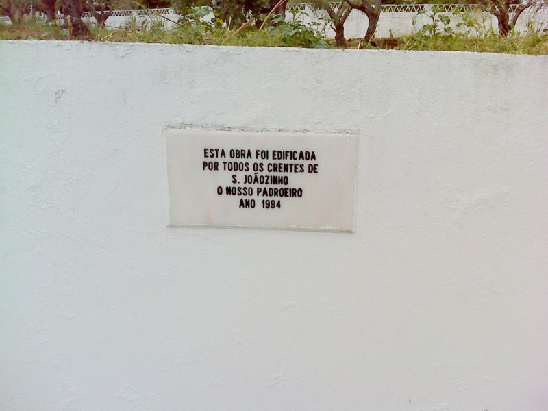 Ermida de S. Joãozinho - placa